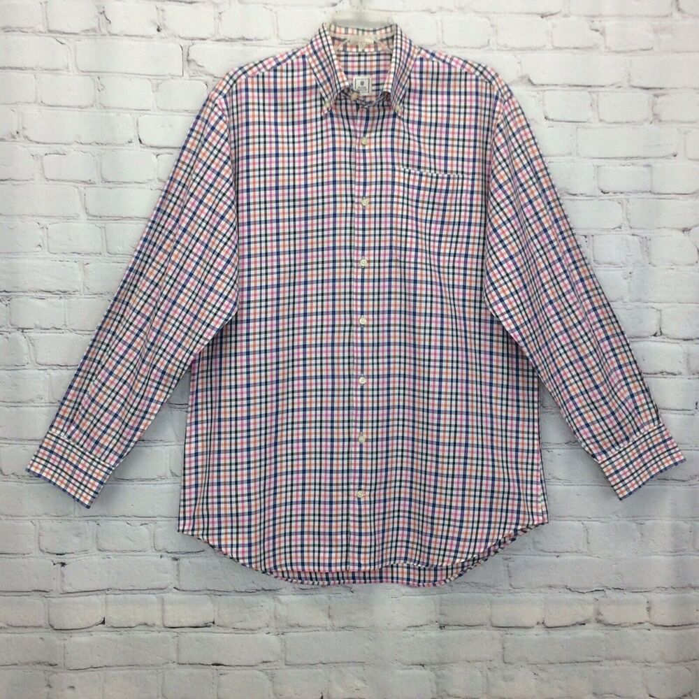 Peter Millar Shirt Men's Size M Multicolored Check Button Up Long Sleeve
